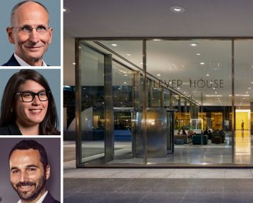 CBRE CEO Bob Sulentic, CFO Emma Giamartino, Industrious CEO Jamie Hodari, and Lever House at 390 Park Avenue.