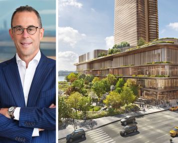 Related Companies CEO Jeff Blau and a rendering of the Hudson Yards West project.