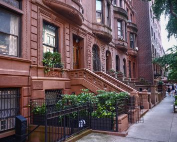 Brownstone buildings in New York.