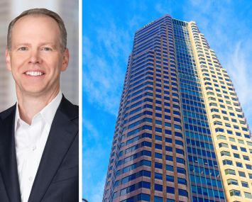 Nuveen CEO Bill Huffman and Figueroa at Wilshire Tower in Downtown Los Angeles.