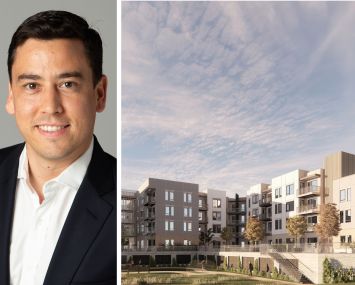 Affinius Capital Executive Director Mario Morales and a rendering of Hillcrest Apartments planned in Thousand Oaks, Calif.