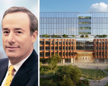 Alexandria Real Estate Executive Chairman and founder Joel Marcus, and a rendering of a planned build-to-suit research hub at Alexandria's Campus Point complex in San Diego.